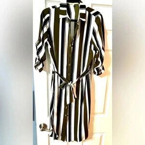 Gianna Bini Striped Tie Wrap Dress ~ Size Small